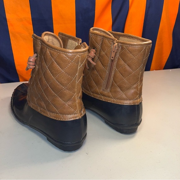 Stevies Duck Boots Women Size 6 Navy Blue Brown Side Zip Snow, Rain Steel Shank - Picture 4 of 7